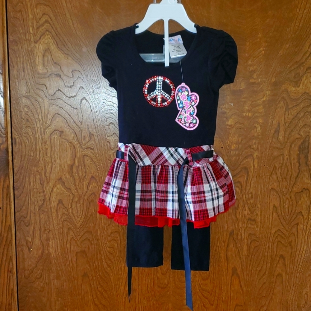 3T Girls fashion outfit black & Red